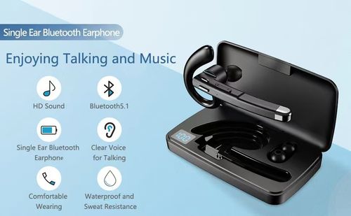 YYK-520 Single-Ear Bluetooth 5.1 Headphone, Mute Function, 360° Rotatable, 12H Battery, for Business, Driving & Daily Use in Kenya