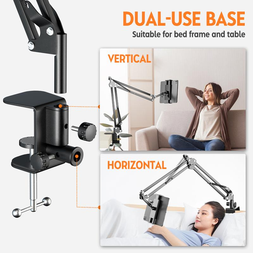 Lazy Stand Mobile Phone Holder,Universal Rotatable Tablet Desk Stand for Tablets Smartphones,Free Extension and Folding Carbon Steel Material Sturdy and Durable Cellphone Mount