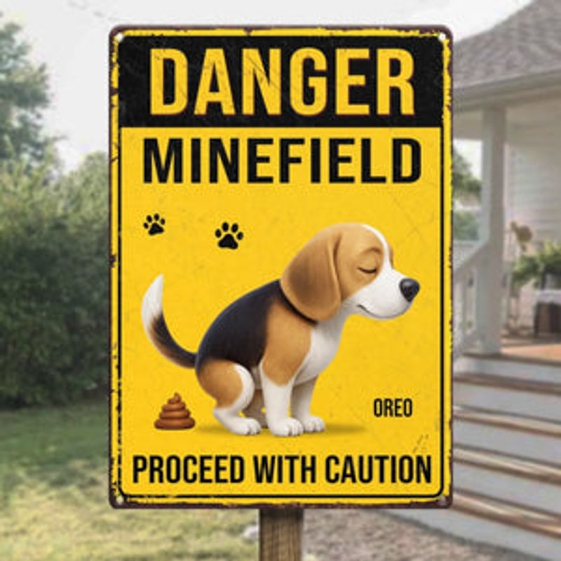 Custom Home Decor Metal Sign - Personalized Birthday Gifts For Dog Lovers, Dog Dad And Mom - Poop Zone In Progress