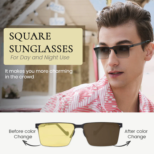 Square sunglasses for day and night use
