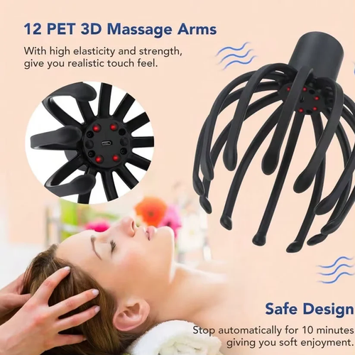 1pc head massager, USB rechargeable octopus-shaped massage device with 360° multi-claw vibration, portable massage tool, claw design, suitable for home use