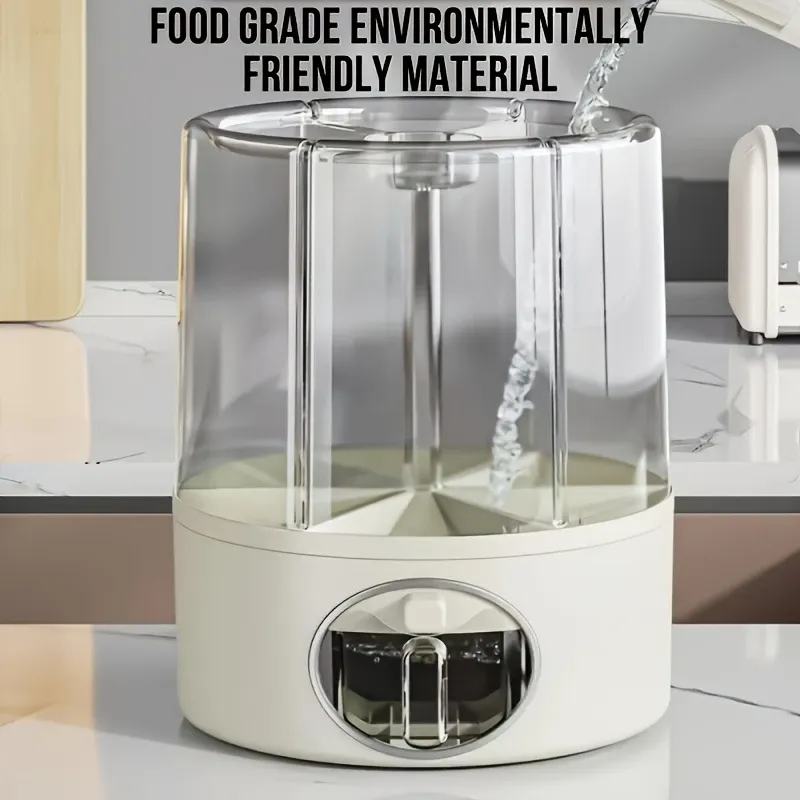 Large Capacity Plastic Grain Storage Container, Rotary Loading Rice Dispenser with Insect and Moisture Resistance, Multi-Functional Kitchen Organizer for Cereal and Dry Foods, Kitchen Storage Solution | Sleek Storage Design | Insectproof Storage