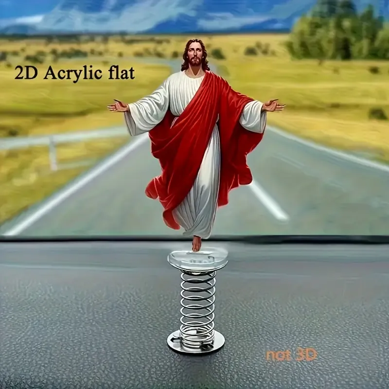 2D flat acrylic Jesus-embracing car dashboard decoration, cartoon animal figures, fun car accessories, a great gift for friends and family, multi-functional decoration suitable for bedrooms and living rooms, 2D flat.