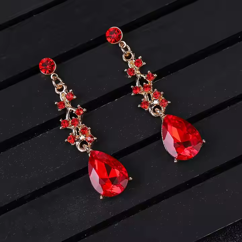 Rhinestone Crystal Zinc Alloy Jewelry Set Stud Earring Necklace