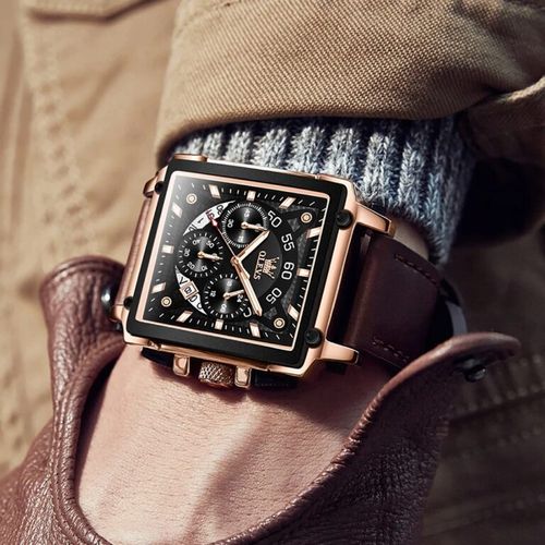 Men's Casual Brown Faux Leather Strap Quartz Watch - Alloy Case