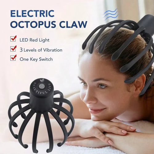 1pc head massager, USB rechargeable octopus-shaped massage device with 360° multi-claw vibration, portable massage tool, claw design, suitable for home use