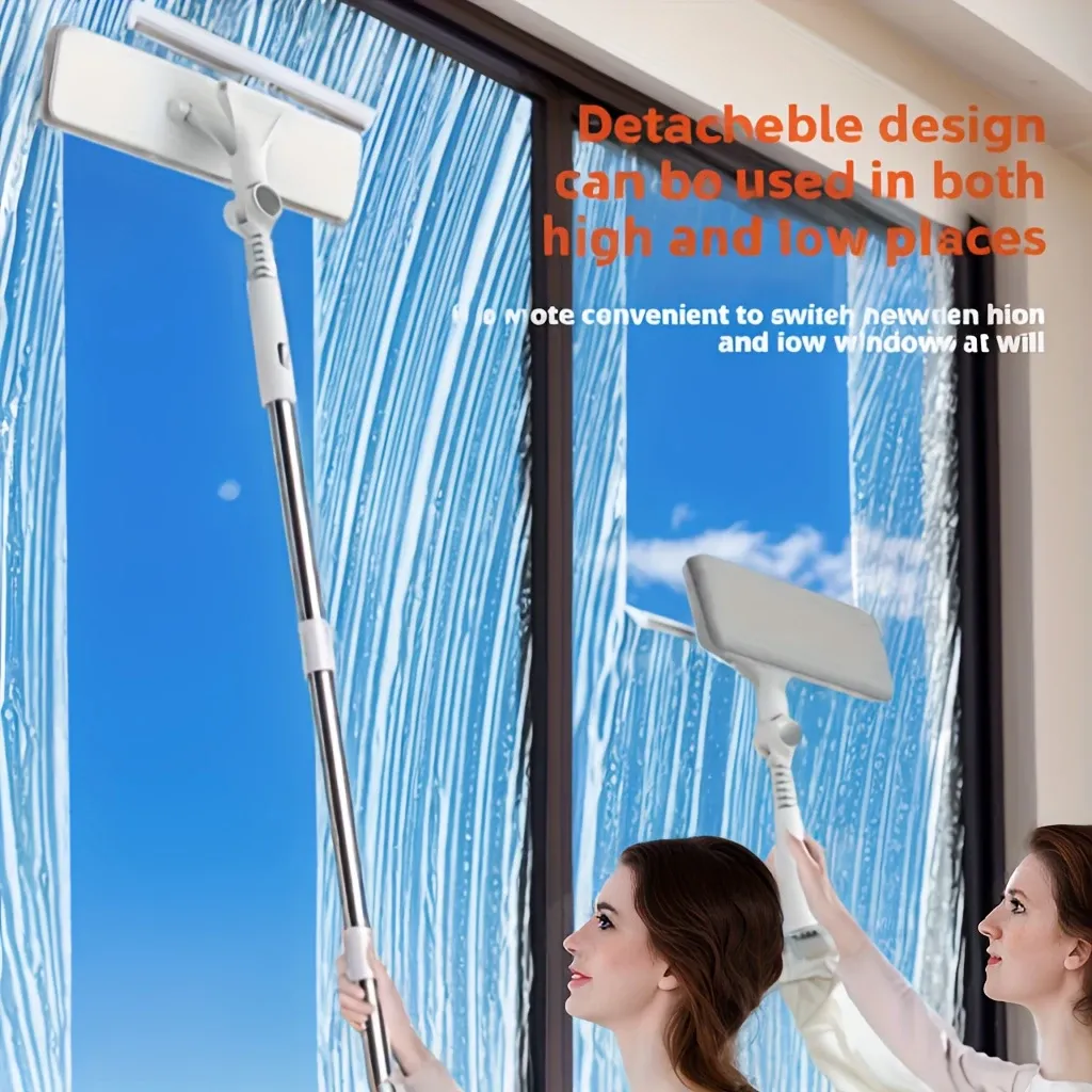 3-in-1 Glass Cleaning Kit: Twist, Wash and Scraper - Perfect for High Windows, Shower Doors and Car Windshields - Essential Household Cleaning Tool - Perfect for All Homeowners - For Everyday Cleaning