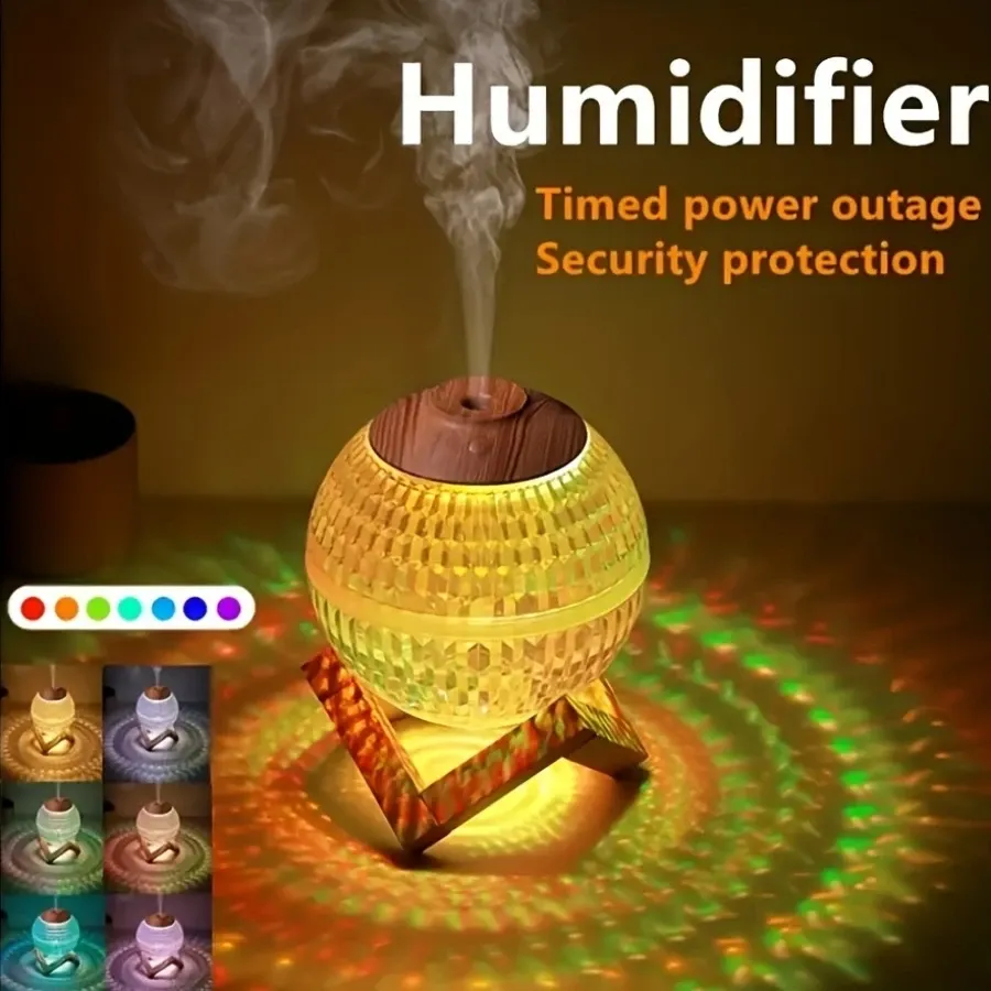 1pc Creative Color Light Crystal Ball USB Humidifier Colorful Atmosphere Night Light Sprayer, Silent 11.83oz Ultrasonic Large Fog Atomizer Humidifier, No Battery, USB Powered, Do Not Add Aromatherapy Essential Oils, It Will Affect The Light Transmission Effect of The Crystal Ball