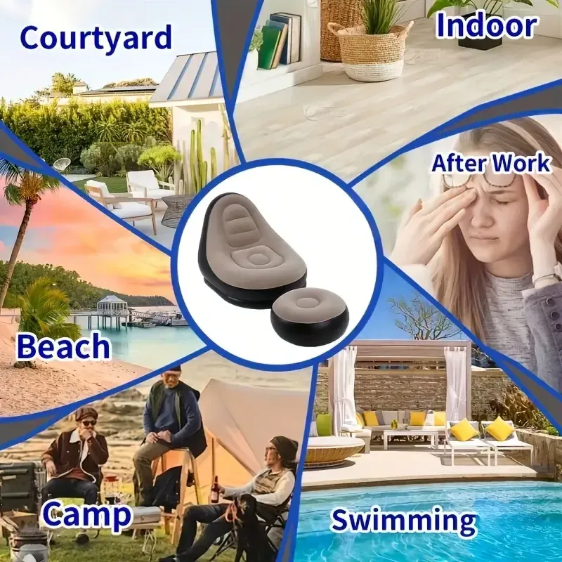 Inflatable sofa with footrest