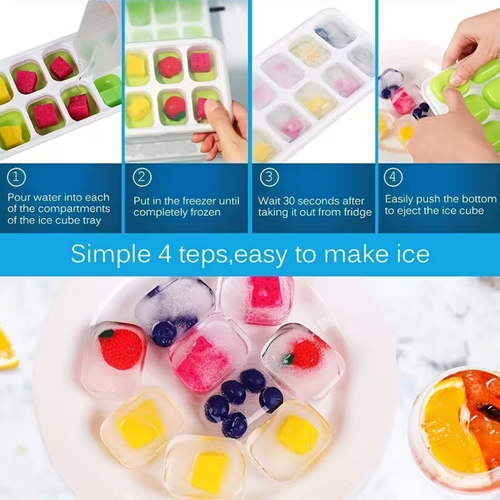 48pcs Large Silicone Ice Cube Trays with Removable Lids - Easy Release, Flexible, Leak-Proof Design for Perfectly Shaped Ice Cubes and Spheres, Durable and Stackable, Ideal for Home and Kitchen Use, Home Bar Essentials|Colorful Ice Trays|Durable Silicone Trays