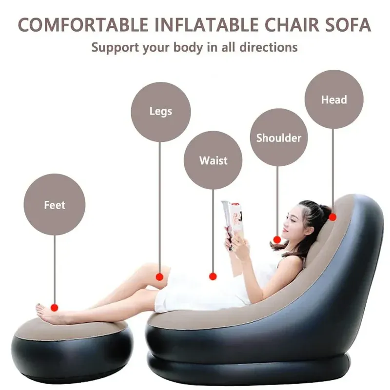 Inflatable sofa with footrest