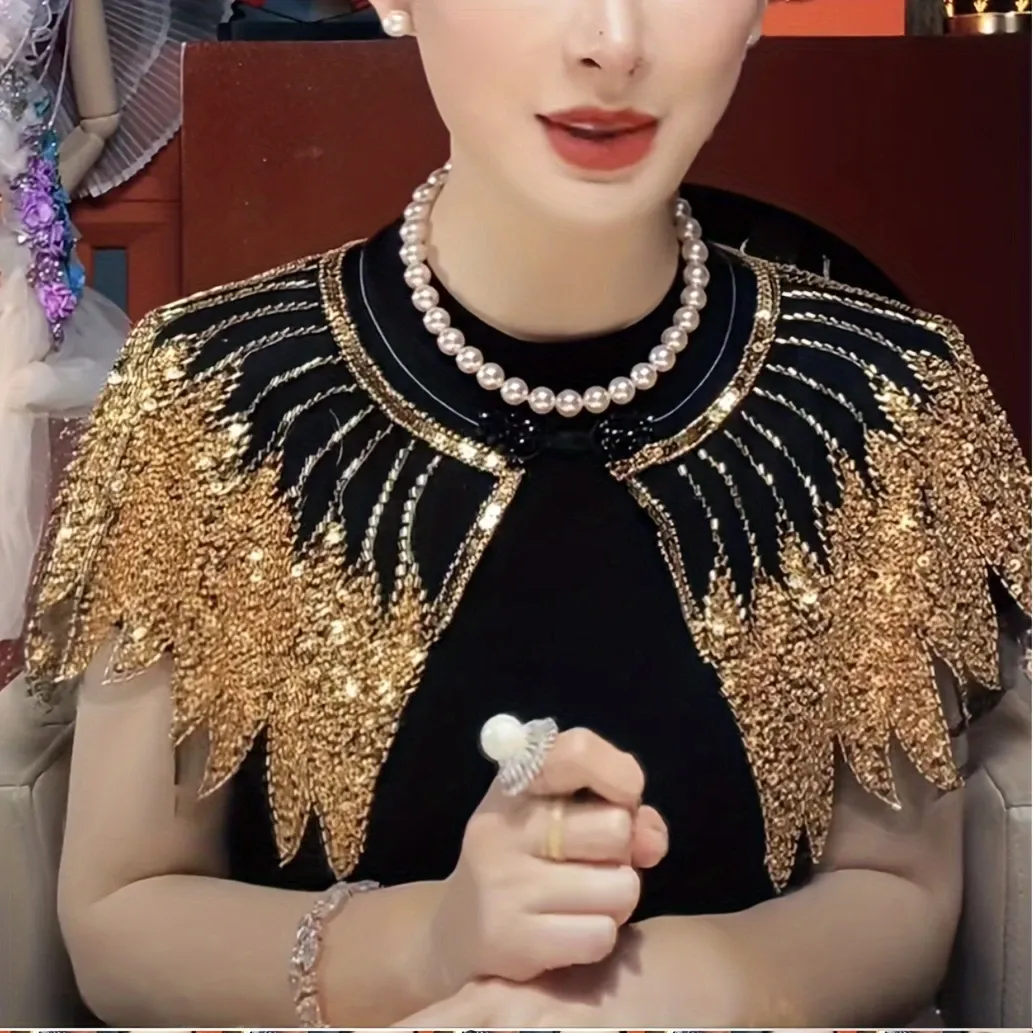 Women's new style shawl versatile sequin short shawl slim shiny small jacket European and American shiny small shawl slim versatile small shoulder pad