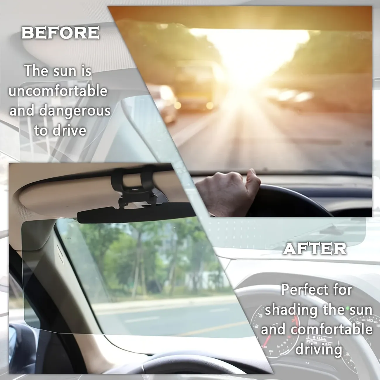 Polarized Sun Visor  Universal Anti-Glare Polarized Sun Visor for Car - Easy to Install, UV400 Car Visor Extension Protect from Glare  UV Ray Stray Light, Safe Driving