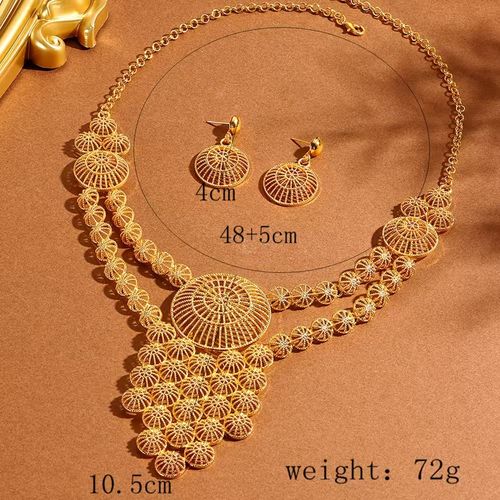 Fashion jewelry gold alloy hollow flower rhinestone necklace and earrings