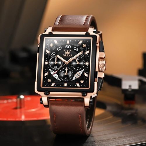 Men's Casual Brown Faux Leather Strap Quartz Watch - Alloy Case