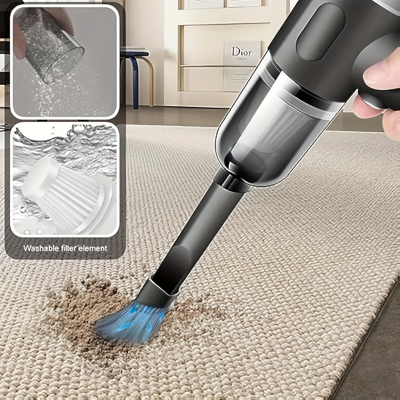 Twin Turbine Motor Wireless Handheld Vacuum Cleaner, Electric Air Duster & Vacuum Cleaner 2 In 1 Rechargeable, Easy To Use, And Space-Saving Design Perfect For Home, Car, Pet Hair, Dust, Crumbs, And Allergens Cleaning