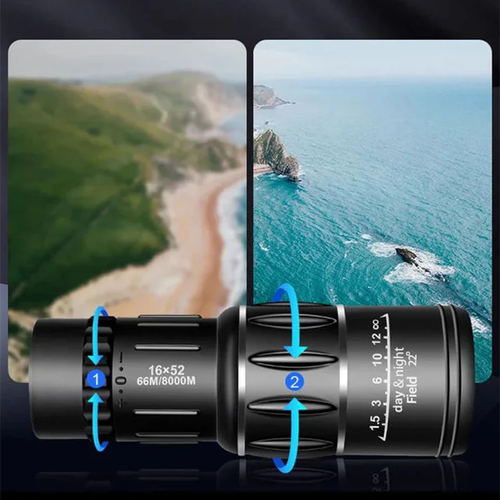 🌟 Explore the world up close! 🌟 Discover the 16X52 Monocular with Bifocal Optical Zoom! 🔭 Perfect for bird watching, travel, and outdoor adventures. 🌳🦅 Enjoy a clear view with powerful 16x magnification and precise bifocal zoom. 🌄 Lightweight, portable, and easy to use: perfect for adventurers who love nature and exploration! 🌿 Bring distant wonders one step closer today!