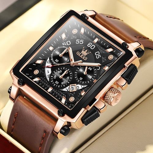 Men's Casual Brown Faux Leather Strap Quartz Watch - Alloy Case