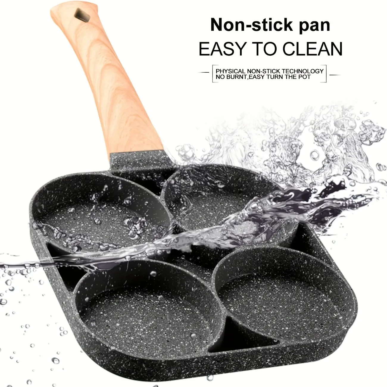 1pc Versatile 4-Hole Non-Stick Frying Pan for Omelettes, Eggs, Dumplings & Steaks - Durable Aluminum Alloy, Perfect for Breakfast & More, Induction Cooktop Compatible