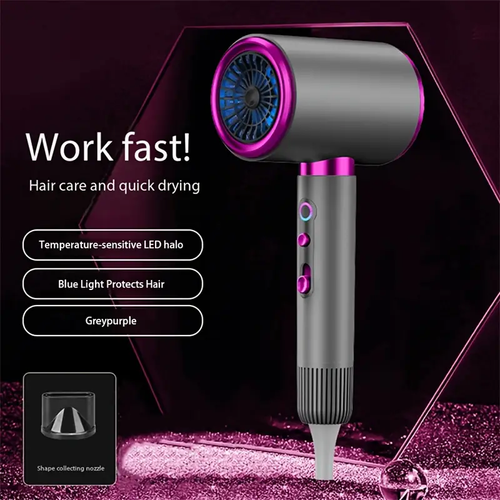 Quick-Drying Ionic Hair Dryer with Diffuser - Smooth, Shiny Finish, Constant Temperature, Silent Operation, No Damage, Ideal for Travel and Home Use