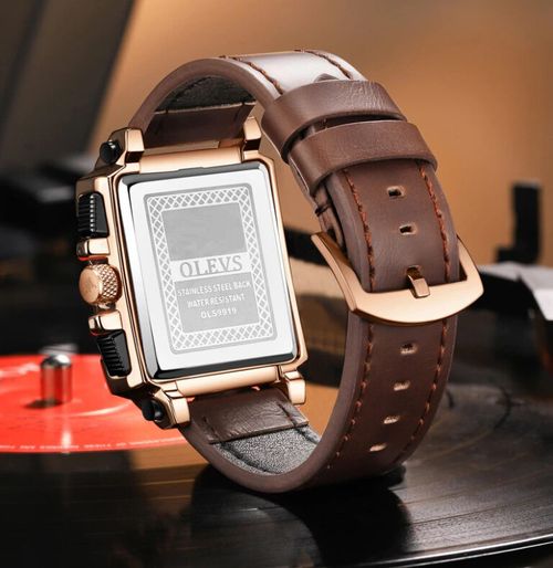 Men's Casual Brown Faux Leather Strap Quartz Watch - Alloy Case