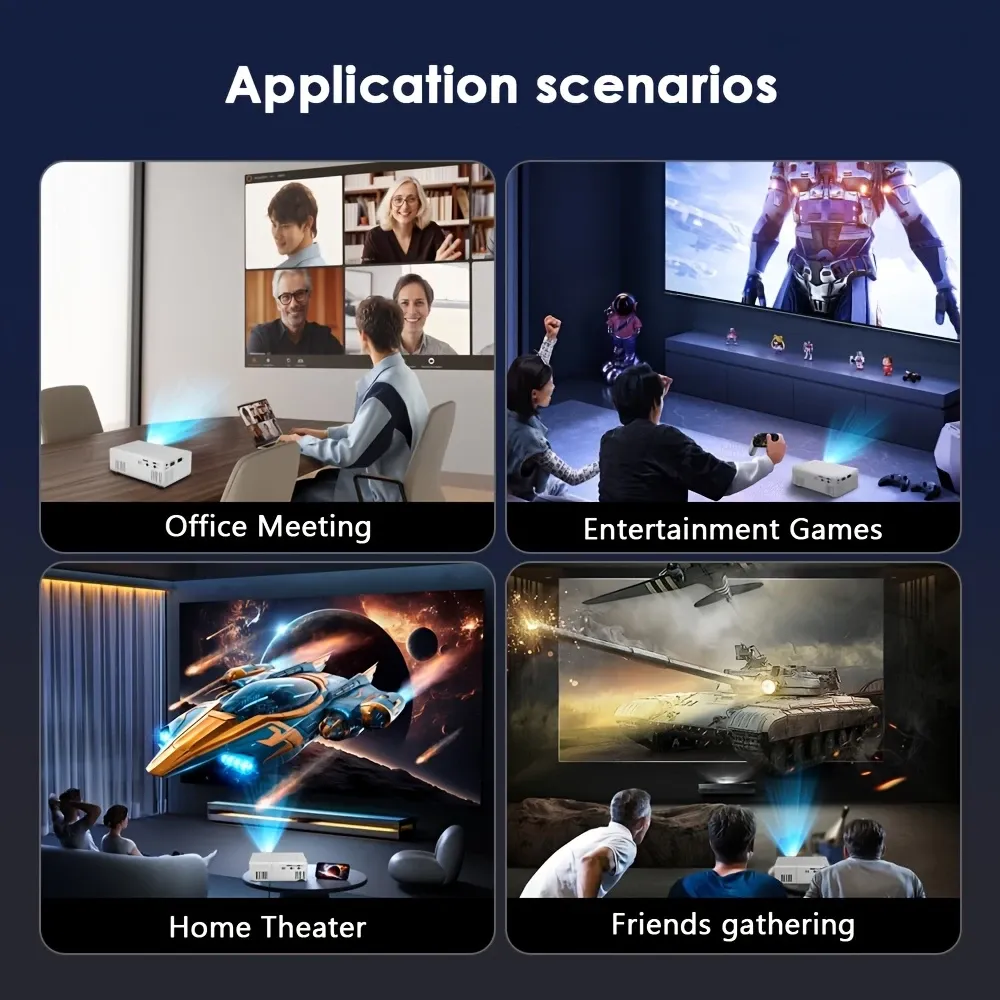 New mini home theater HD projector, remote control, supports smartphone screen sharing, compatible with smartphone  USB interface, suitable for indoor and office use