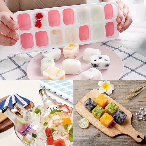 48pcs Large Silicone Ice Cube Trays with Removable Lids - Easy Release, Flexible, Leak-Proof Design for Perfectly Shaped Ice Cubes and Spheres, Durable and Stackable, Ideal for Home and Kitchen Use, Home Bar Essentials|Colorful Ice Trays|Durable Silicone Trays