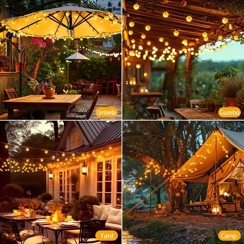 1 Set of 100 LED Solar Outdoor Crystal Ball Light String, Solar Holiday Fairy Lights, Bubble Ball Lights, Garden Christmas and Wedding Decoration Lights, Outdoor Camping, Outdoor Decoration and Home Party.