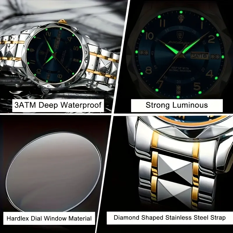 Men's Casual Business Waterproof Calendar Luminous Top Brand Luxury Quartz Watch