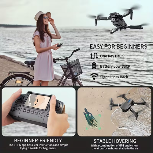 The 2025 new MAX upgraded drone features a built-in HD screen, a high-definition camera, USB charging, up to 40 minutes of flight time, obstacle avoidance, a remote controller, and simple operation. Ideal for outdoor camping and short trips, this vlog drone is perfect for beginners and makes a perfect holiday or birthday gift.