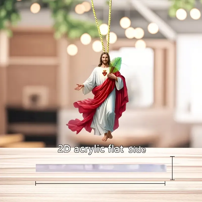 2D flat acrylic Jesus-embracing car dashboard decoration, cartoon animal figures, fun car accessories, a great gift for friends and family, multi-functional decoration suitable for bedrooms and living rooms, 2D flat.