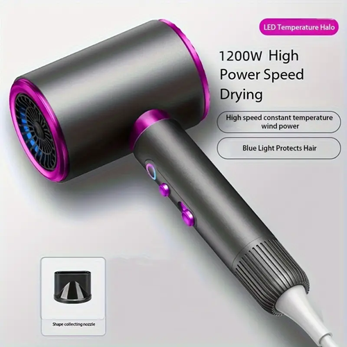Quick-Drying Ionic Hair Dryer with Diffuser - Smooth, Shiny Finish, Constant Temperature, Silent Operation, No Damage, Ideal for Travel and Home Use