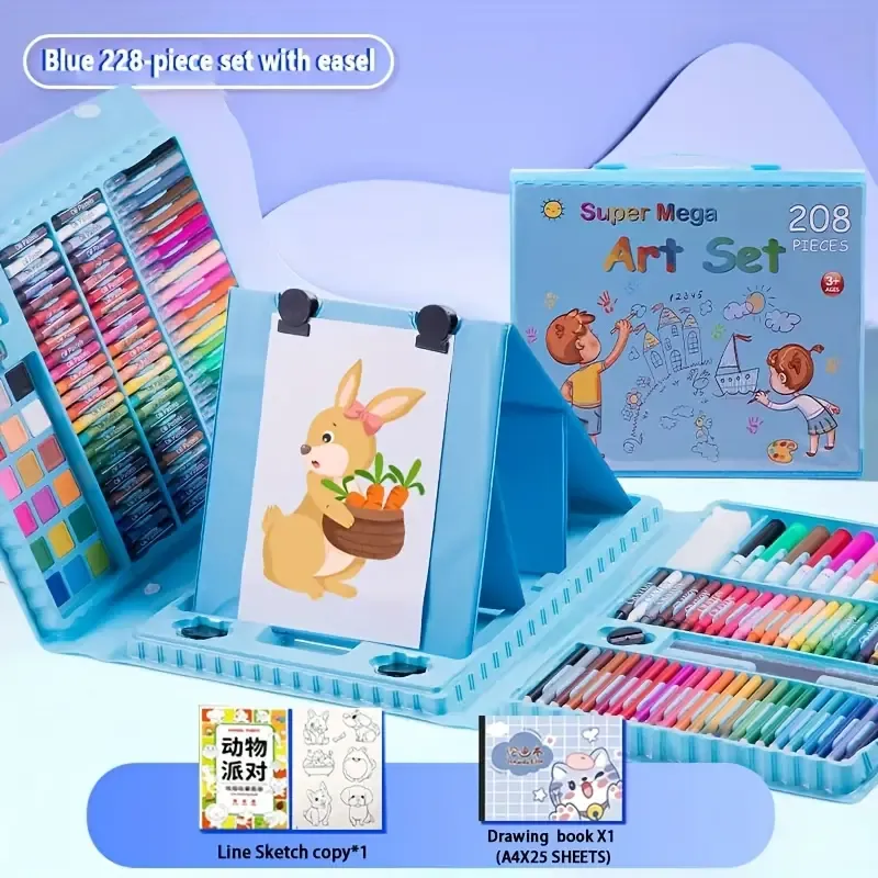 208pcs Luxury Painting Art Set, Rich Quantity of Watercolor Pens for Drawing and Crafts - Perfect for Beginner Artists in Schools
