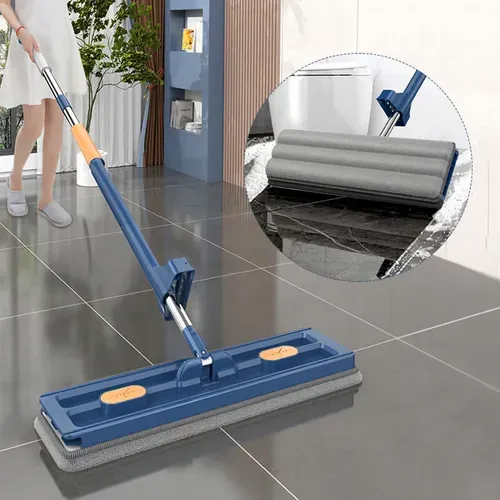 🎁Today 50% OFF 💥Washable Tile Floor Cleaning Mop 42cm Microfiber Mop with Stainless Steel Handle Hands-Free Wet Dry Flat Mop