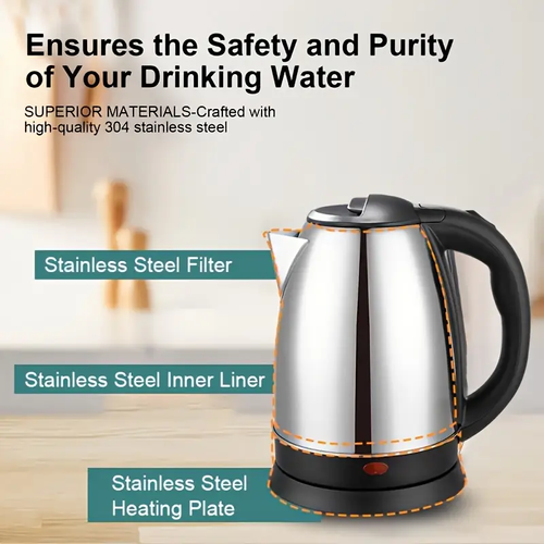 Fast-Boiling 67.63oz Stainless Steel Electric Kettle - Ideal for Coffee & Tea, Safe & Quick Heating, Perfect for Home & Outdoor Use