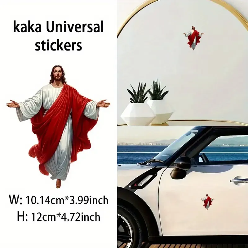 2D flat acrylic Jesus-embracing car dashboard decoration, cartoon animal figures, fun car accessories, a great gift for friends and family, multi-functional decoration suitable for bedrooms and living rooms, 2D flat.