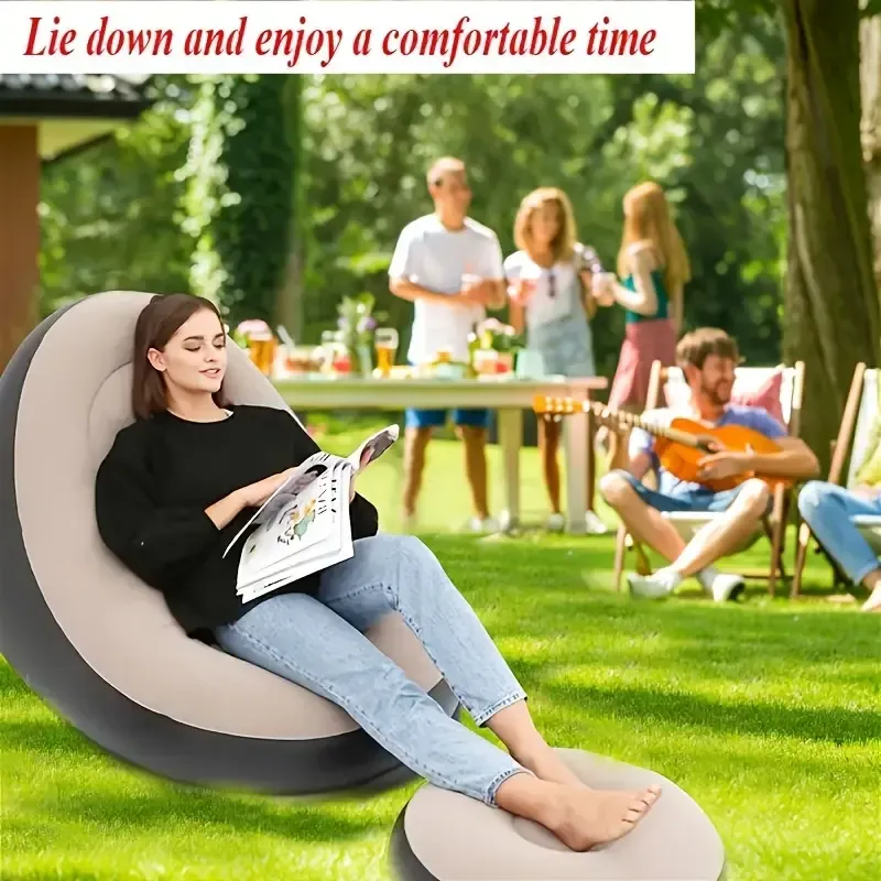 Inflatable sofa with footrest