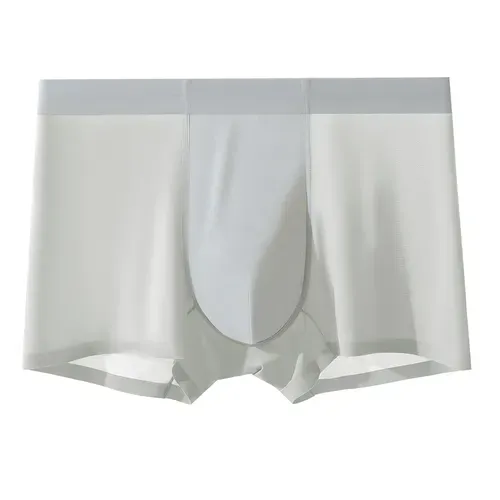 Men's breathable ice silk boxer briefs simple underwear, 3 pack.