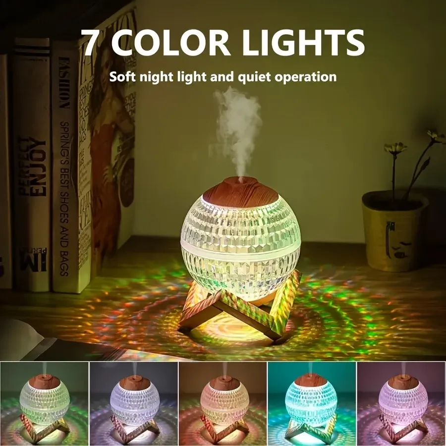 1pc Creative Color Light Crystal Ball USB Humidifier Colorful Atmosphere Night Light Sprayer, Silent 11.83oz Ultrasonic Large Fog Atomizer Humidifier, No Battery, USB Powered, Do Not Add Aromatherapy Essential Oils, It Will Affect The Light Transmission Effect of The Crystal Ball