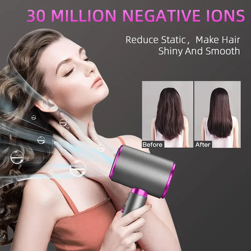 Quick-Drying Ionic Hair Dryer with Diffuser - Smooth, Shiny Finish, Constant Temperature, Silent Operation, No Damage, Ideal for Travel and Home Use