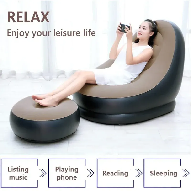 Inflatable sofa with footrest