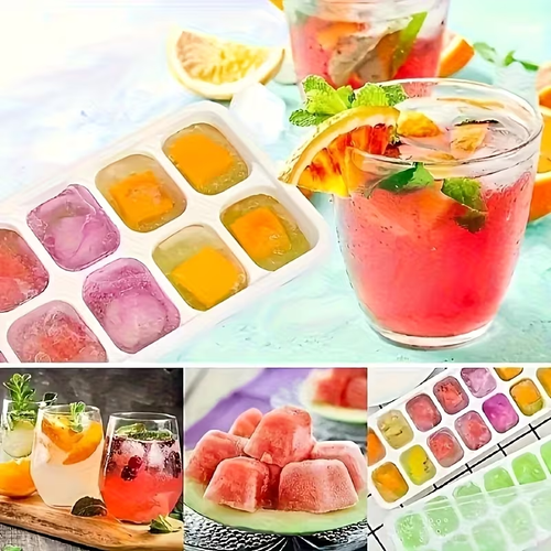 48pcs Large Silicone Ice Cube Trays with Removable Lids - Easy Release, Flexible, Leak-Proof Design for Perfectly Shaped Ice Cubes and Spheres, Durable and Stackable, Ideal for Home and Kitchen Use, Home Bar Essentials|Colorful Ice Trays|Durable Silicone Trays