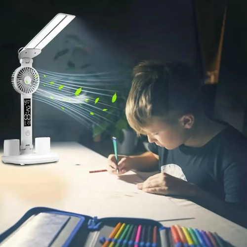 Living Room New Modern Solar Rechargeable Led Bedside Table Light With Fan Multifunctional Reading Table Lamps
