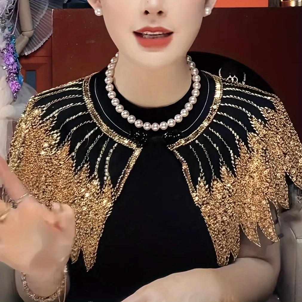 Women's new style shawl versatile sequin short shawl slim shiny small jacket European and American shiny small shawl slim versatile small shoulder pad