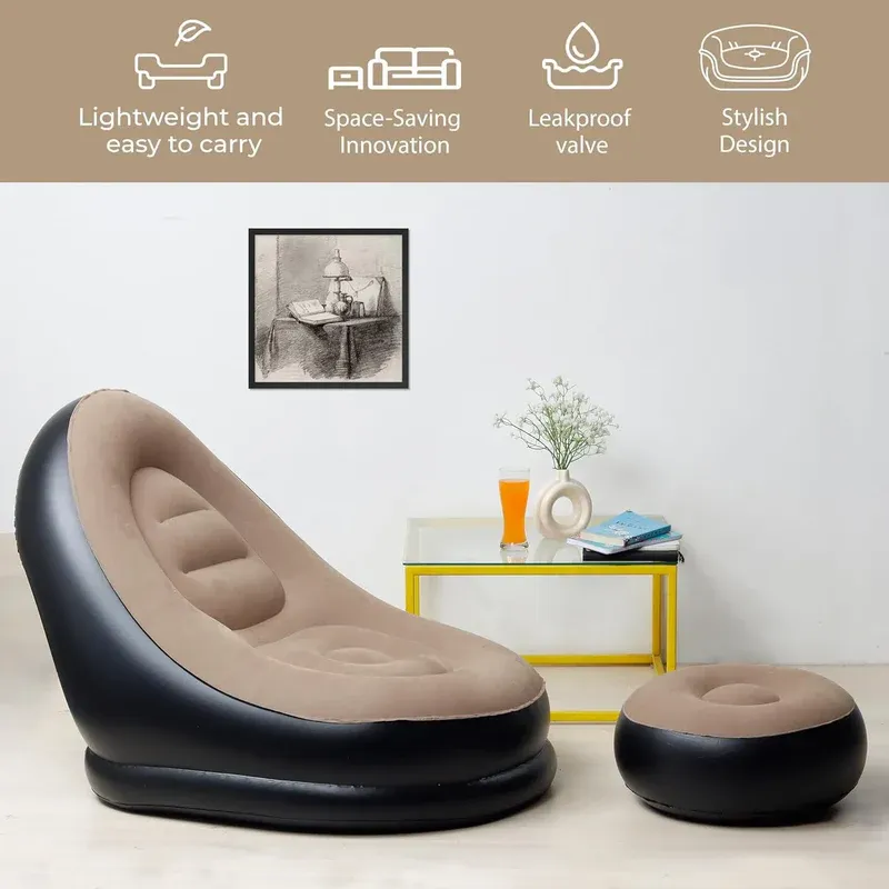 Inflatable sofa with footrest