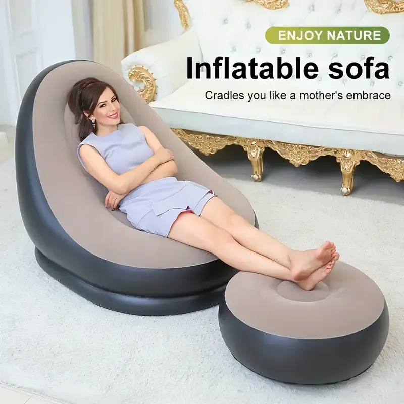 Inflatable sofa with footrest