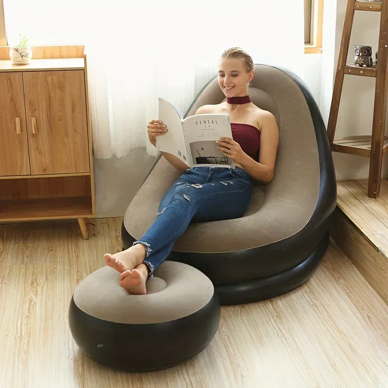 Inflatable sofa with footrest