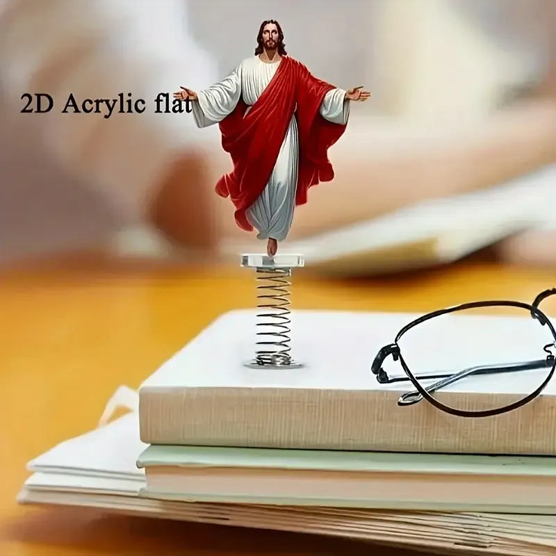 2D flat acrylic Jesus-embracing car dashboard decoration, cartoon animal figures, fun car accessories, a great gift for friends and family, multi-functional decoration suitable for bedrooms and living rooms, 2D flat.