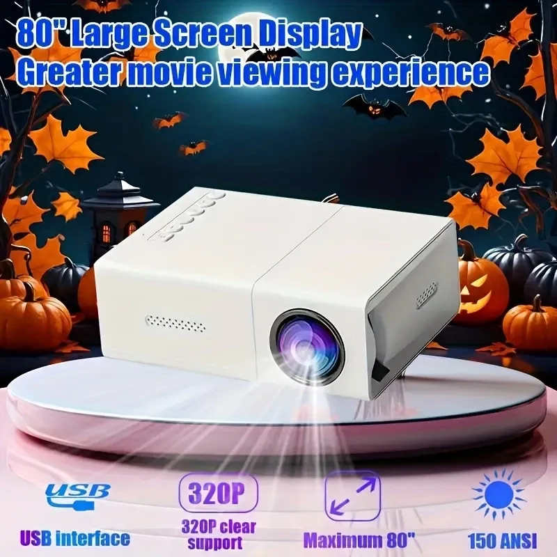 New mini home theater HD projector, remote control, supports smartphone screen sharing, compatible with smartphone  USB interface, suitable for indoor and office use