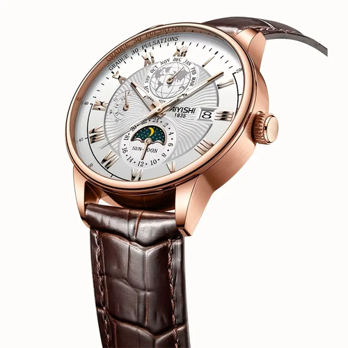Leisure pointer display PU leather strap with luminous calendar display for men's watches, a gift for dad